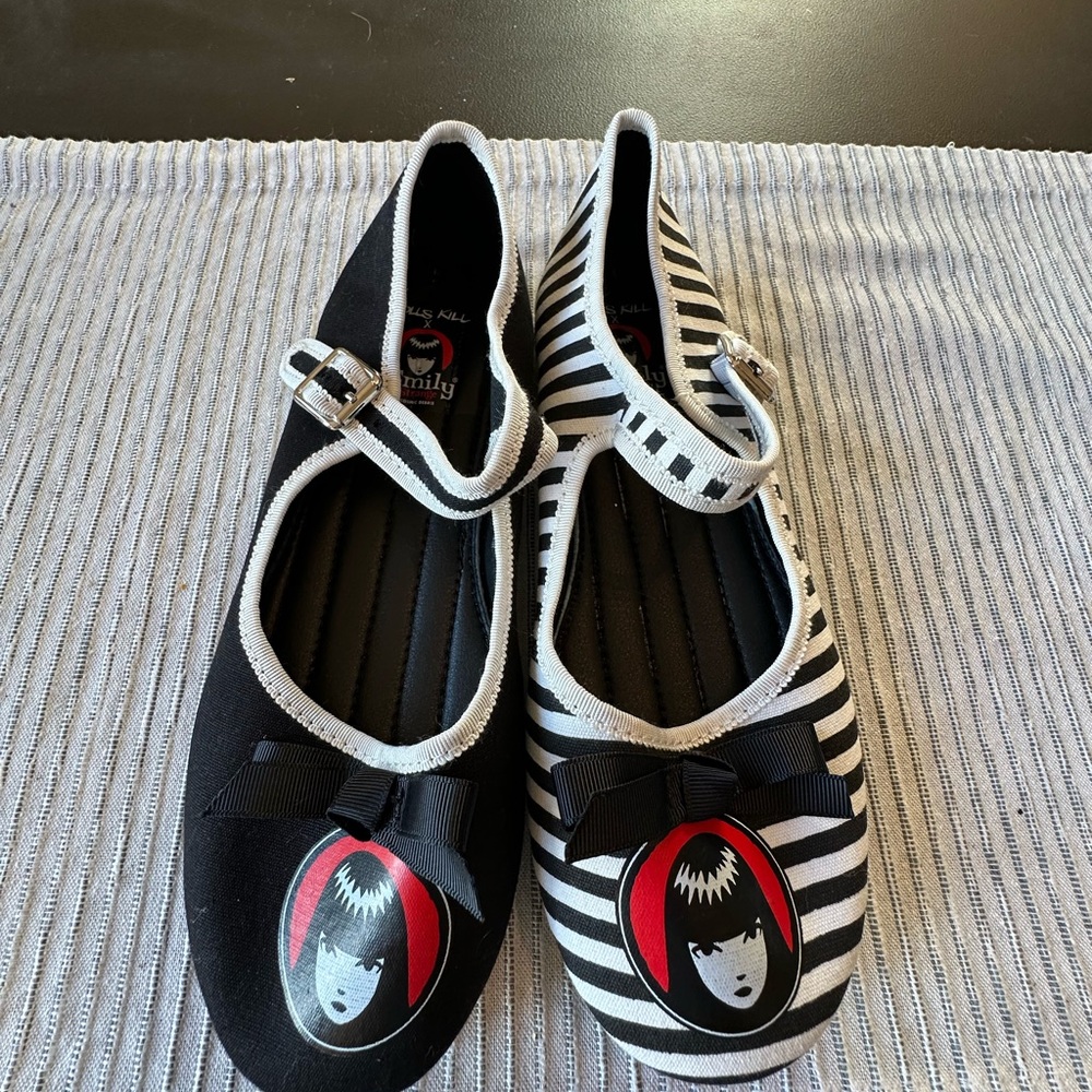 Dolls Kill, Emily the Strange, Black & White Women’s Mary Jane Shoes